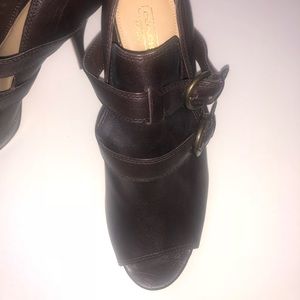Coach heeled open toe bootie